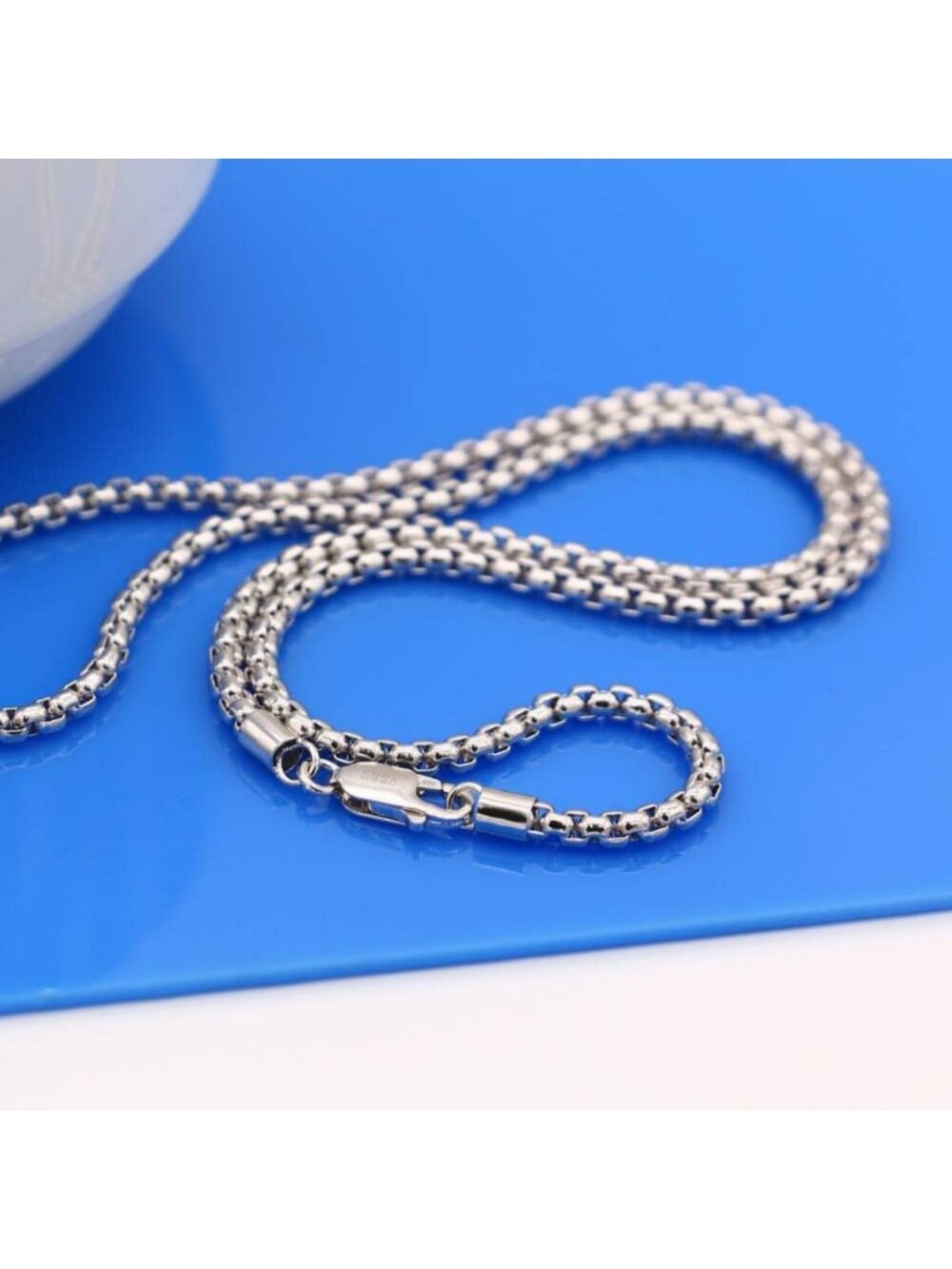 925 Sterling Silver Square Rolo Link Choker Necklace for Men & Women - 18" to 28 - Picture 9 of 9